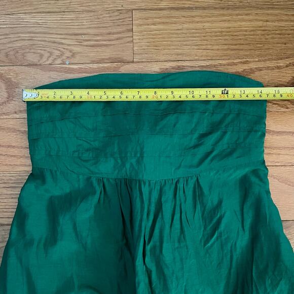 Banana Republic Factory Y2K Strapless Mini Dress Womens 2P Green Cotton Silk - Picture 7 of 8